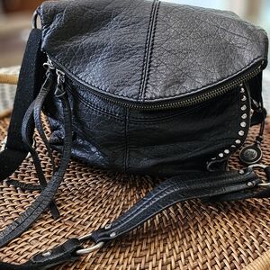 The Sak Black Leather Studded Crossbody Bag